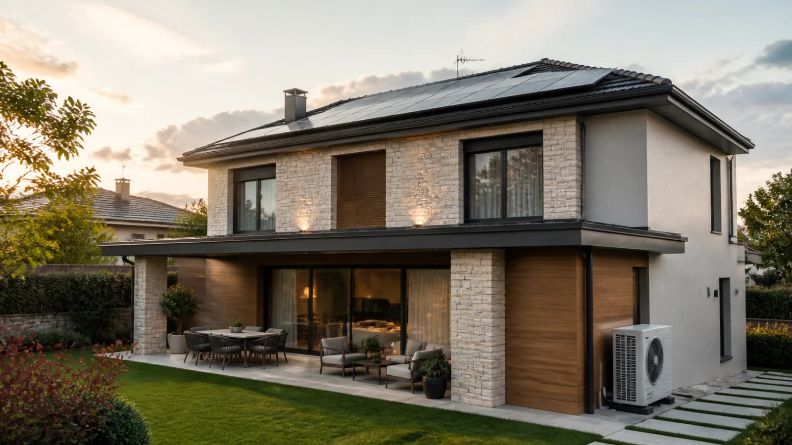 Chalet contemporáneo con paneles solares y aerotermia integrados